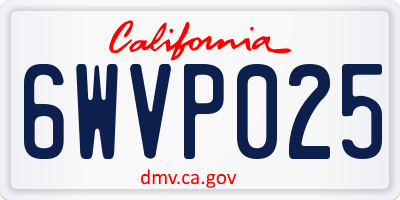CA license plate 6WVP025
