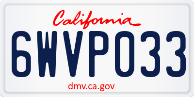 CA license plate 6WVP033