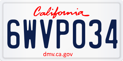 CA license plate 6WVP034
