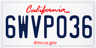 CA license plate 6WVP036