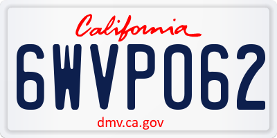 CA license plate 6WVP062