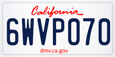 CA license plate 6WVP070