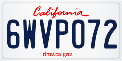 CA license plate 6WVP072