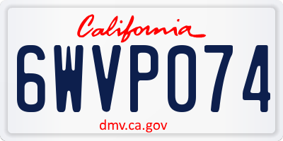 CA license plate 6WVP074