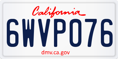 CA license plate 6WVP076