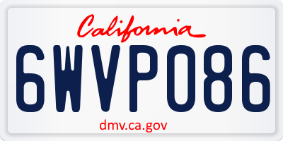 CA license plate 6WVP086