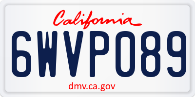 CA license plate 6WVP089