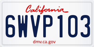 CA license plate 6WVP103