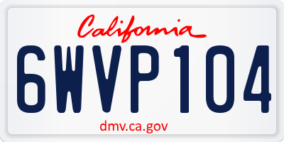 CA license plate 6WVP104