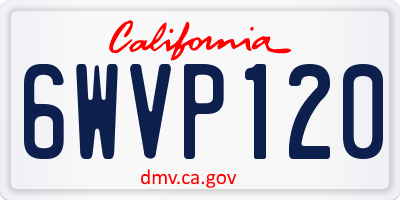 CA license plate 6WVP120