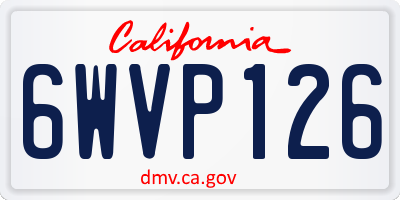 CA license plate 6WVP126