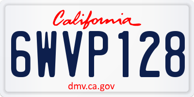 CA license plate 6WVP128