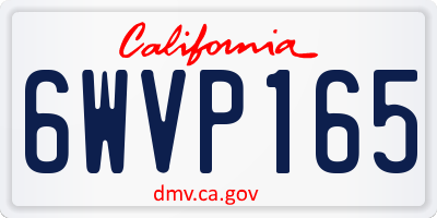 CA license plate 6WVP165