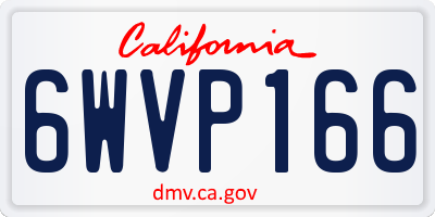 CA license plate 6WVP166
