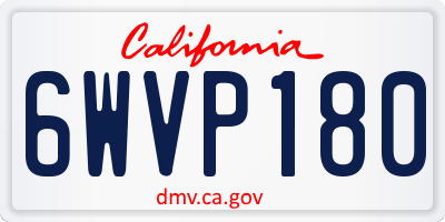 CA license plate 6WVP180