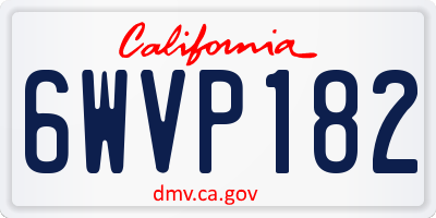 CA license plate 6WVP182