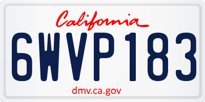 CA license plate 6WVP183