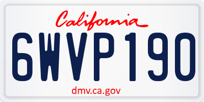 CA license plate 6WVP190