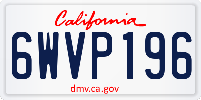 CA license plate 6WVP196
