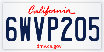 CA license plate 6WVP205