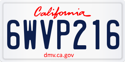 CA license plate 6WVP216
