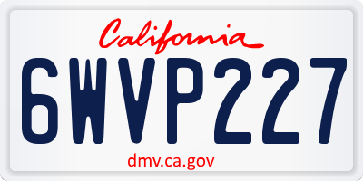 CA license plate 6WVP227