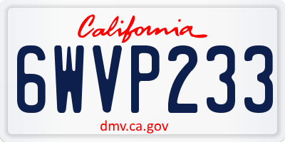 CA license plate 6WVP233