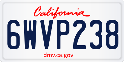 CA license plate 6WVP238