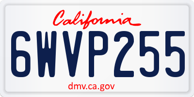 CA license plate 6WVP255