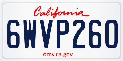 CA license plate 6WVP260