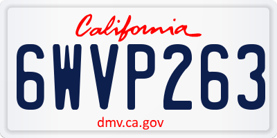 CA license plate 6WVP263
