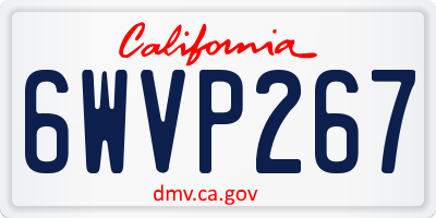 CA license plate 6WVP267