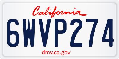 CA license plate 6WVP274