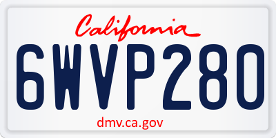 CA license plate 6WVP280