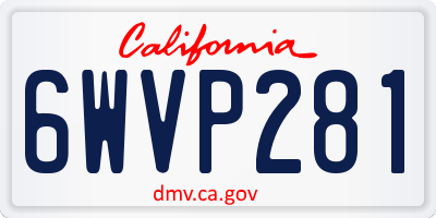 CA license plate 6WVP281