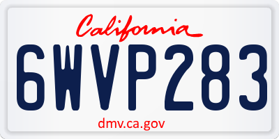 CA license plate 6WVP283