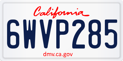 CA license plate 6WVP285
