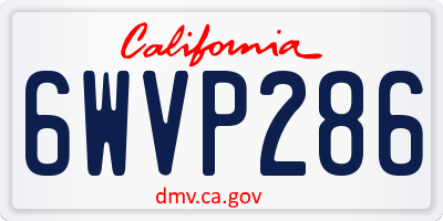 CA license plate 6WVP286