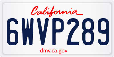 CA license plate 6WVP289