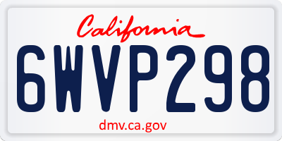 CA license plate 6WVP298