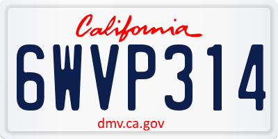 CA license plate 6WVP314