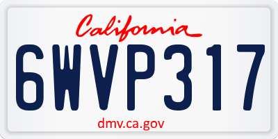 CA license plate 6WVP317