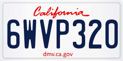 CA license plate 6WVP320