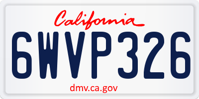 CA license plate 6WVP326