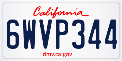 CA license plate 6WVP344