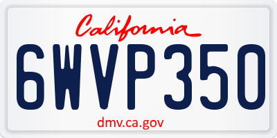 CA license plate 6WVP350