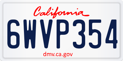 CA license plate 6WVP354