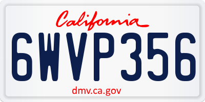CA license plate 6WVP356