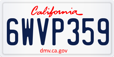CA license plate 6WVP359