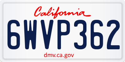 CA license plate 6WVP362